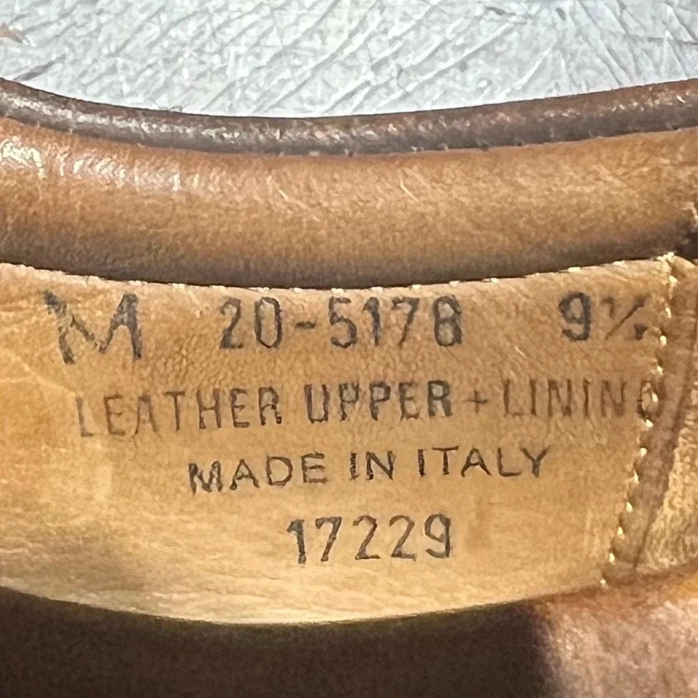 Johnston & Murphy Mens Brown Leather Moc Oxfords Made in Italy 20-5178 Size 9.5